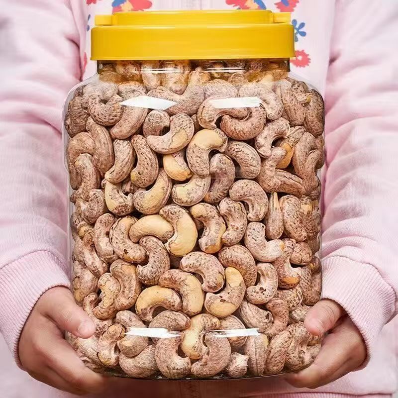 带皮大腰果仁拍2发500g罐装盐焗紫皮越南特产坚果零食散装