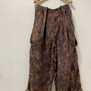 小红分享-古蘭木-半松紧做旧花色休闲背带裤6573