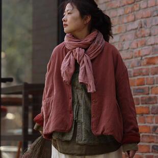 小红分享-衣路走来-宽松西装版做旧短棉服37992