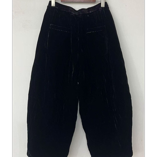 长90臀围148 351081 全松紧菱形格压线宽松棉裤 衣秋白