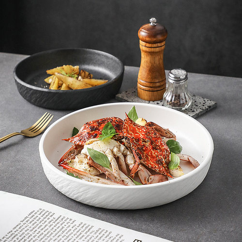 岩石纹深盘菜盘海鲜干锅碗西餐盘