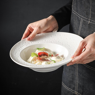 餐盘 草帽盘陶瓷意面盘西餐盘家用甜品点心盘菜盘深汤盘高级感法式