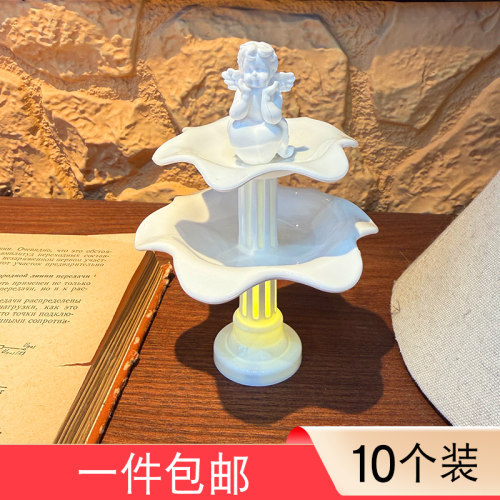 情人节许愿池蛋糕摆件复古罗马柱喷泉天使塑料配件成品甜品台装饰