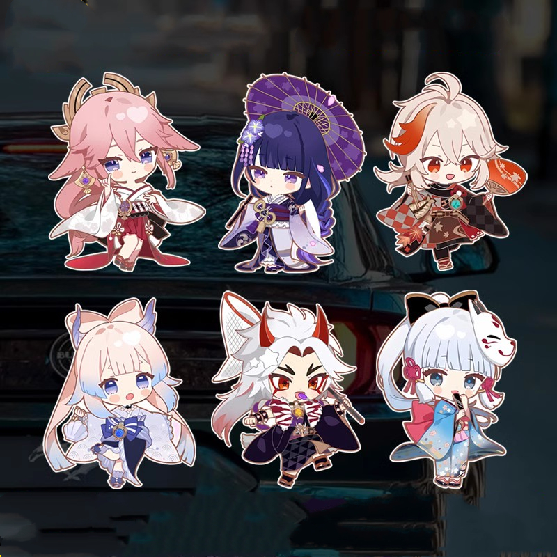 原神万叶八重神子雷电将军绫华汽车贴纸个性电动车身装饰贴画防水