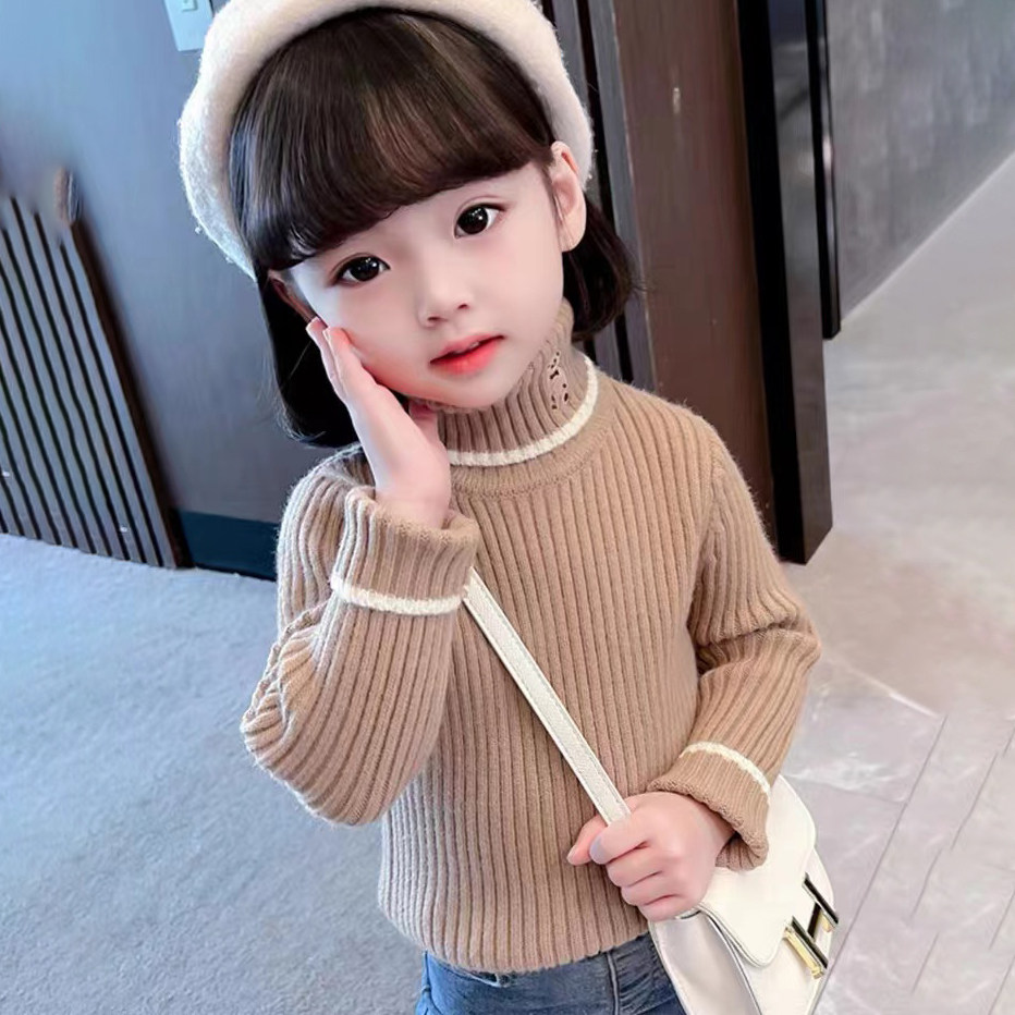 여자 스웨터 가을 겨울 2024 새로운 터틀넥 겨울 플러스 벨벳  화이트 베이비 겨울 니트 바닥 스웨터