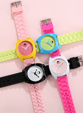 FUNTIME 2024新款可爱女生混搭潮流果冻粉红手表女款百搭学生防水