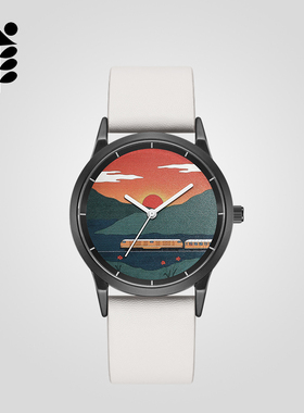 Funtime X Bitbird 落日余晖系艺术插画手表学生皮带防水男女同款