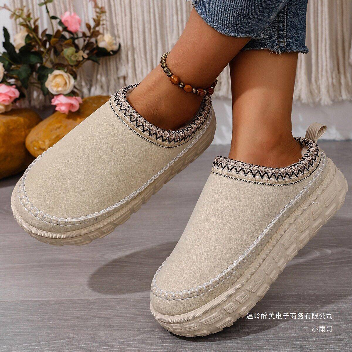 Snow Boots for Women House Fleece Slippers Cozy Memory Foam图片