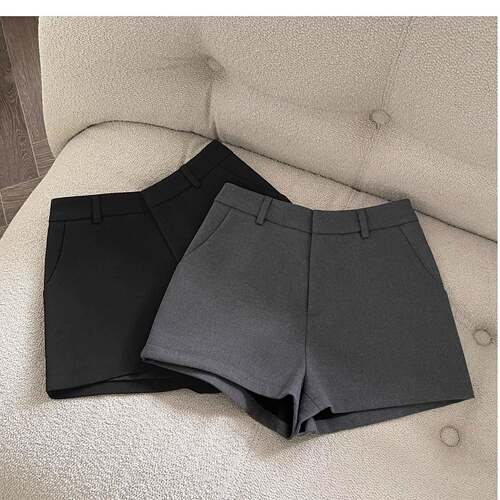 Women's Basic Solid Color Suit Shorts High Waist Loose Fit