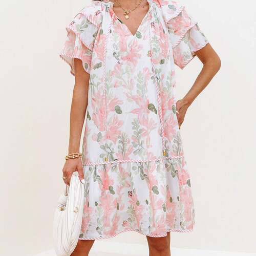 Summer Women's Multicolor Plant Floral Print Layered Short