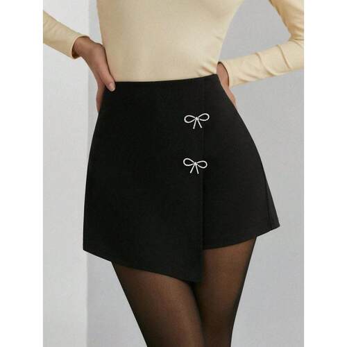 Women's Elegant Chic Bow Detail Side Slit Elastic Fitted