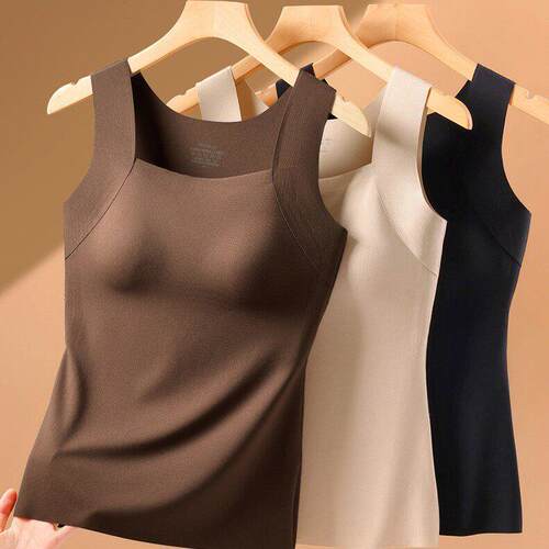4pcs Women's Seamless Warm Tank Top with Built-in Bra-