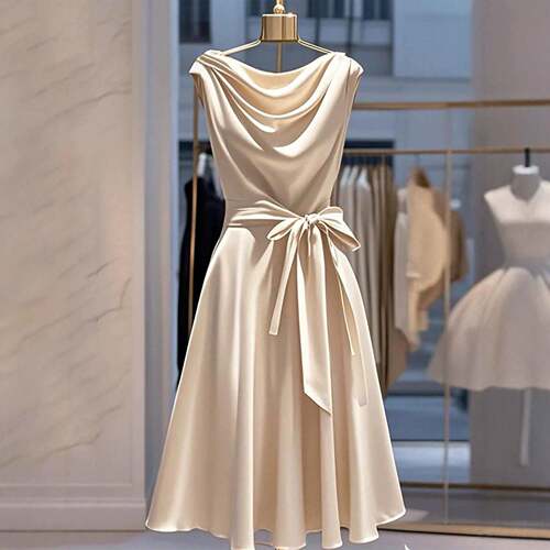 Fashion Sleeveless Bow Neck Casual Fitted Dress Perfect for