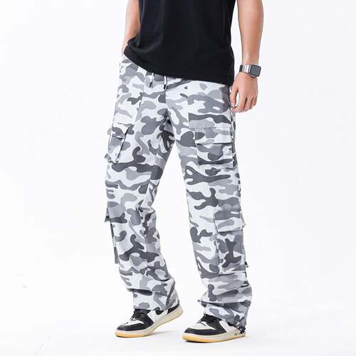 Men's Camo Cargo Pants Comfort Fit Multi-Pocket Street