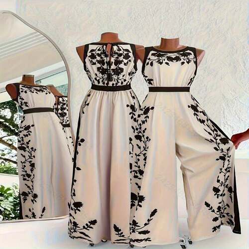Women's Floral Print Tie Back Wide Leg Jumpsuit 1 Count