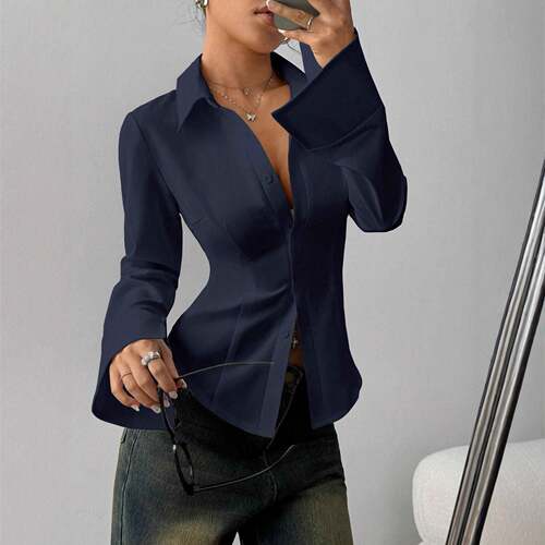 slim-fit button-down long-sleeved casual shirt suitable for