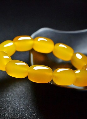 2026黄色天然玛瑙桶珠个性手链女情侣佛珠串男水晶时尚潮流个性首