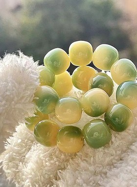 2026小青柠白玉菩提根手串盘玩绕指柔女学生文玩菩提子佛珠手錬男