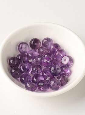 20259A天然乌拉圭紫水晶算盘珠切面散珠手串女士巴西刻面手链项链