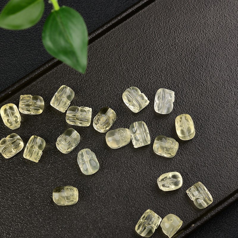 2025天然黄水晶貔貅通孔配件 DIY手串项链 ZW191