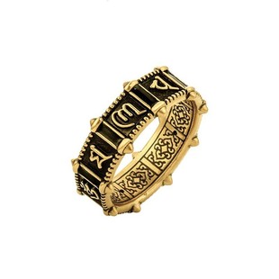 2026千叶民族风泰银复古黑金六字箴言戒指文艺开口戒指小众个性设