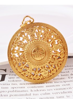 2026新款沙金镂空编绳八宝罗盘吊坠男女项链长款毛衣链轻奢小众高