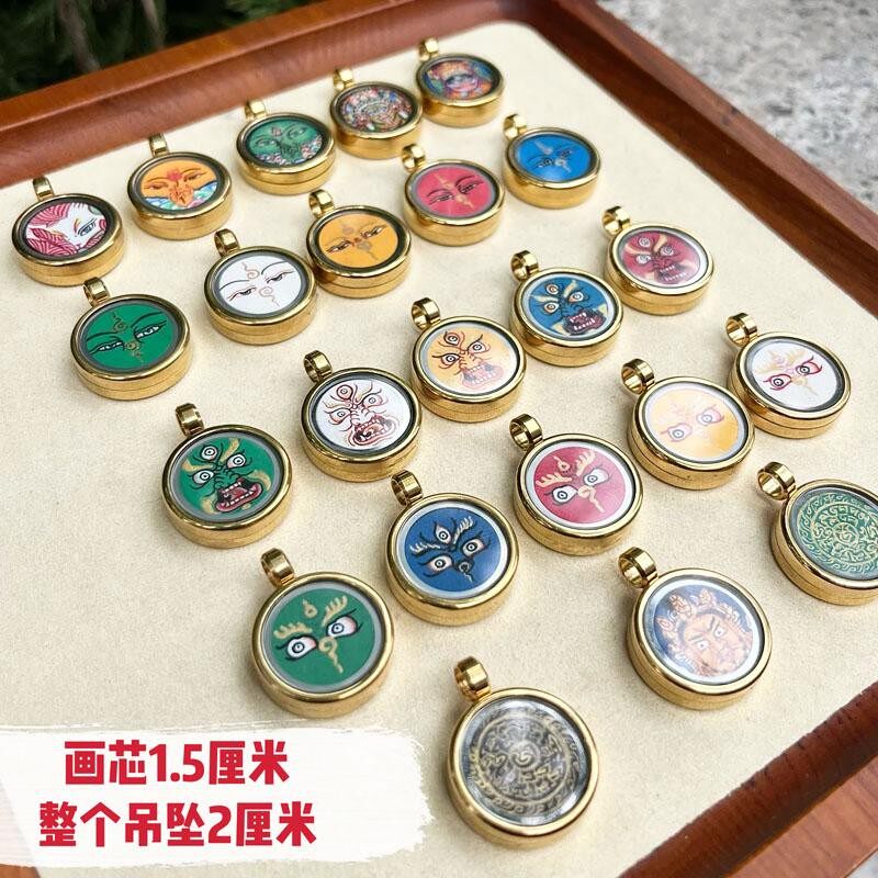 2026纪念品藏手绘唐卡随身唐卡吊坠扎基拉姆绿度母黄财神招财佛牌