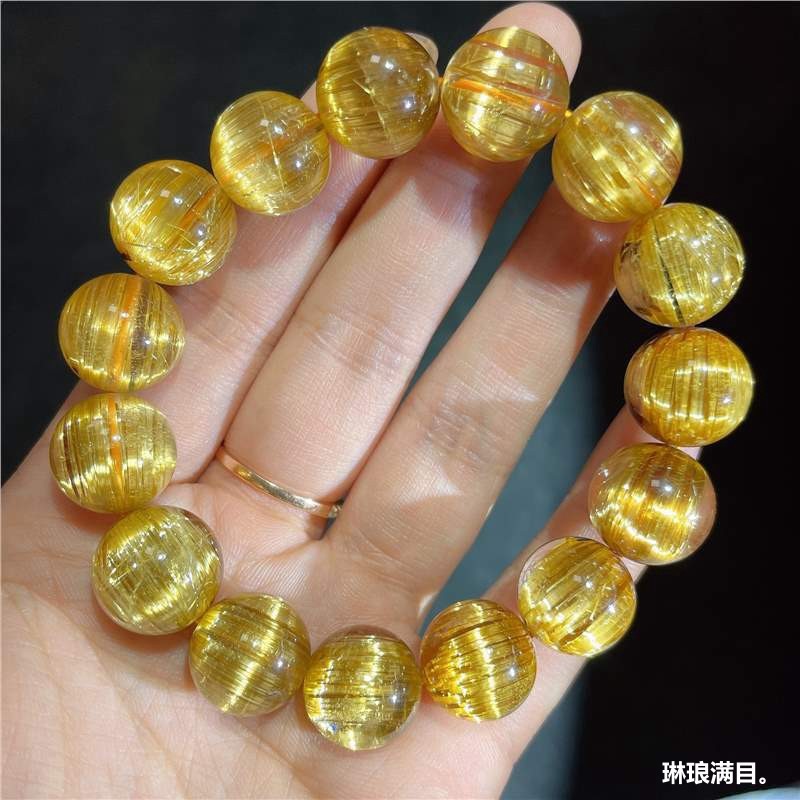 2025金发晶手链钛晶满发男女天然巴西金发晶手链黄水晶手链黄发晶