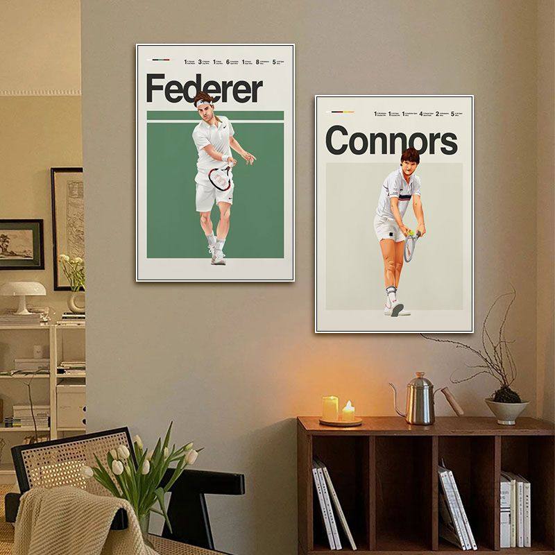 励志运动体育俱乐部挂画网球主题装饰画网球明星海报卧室房间壁画