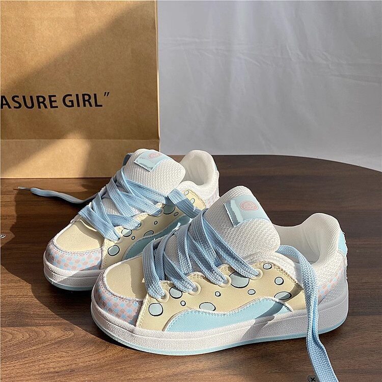 港风原创小众粉潮可爱面包鞋女ins2026春季新款百搭运动休闲鞋子