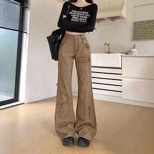 跨境复古风美拉德牛仔裤女2026新款春秋季街头美式工装裤休闲裤子