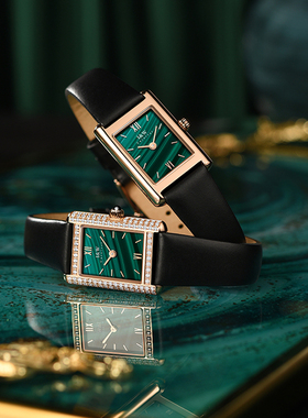 正品iw爱沃驰女士手表女款石英表气质女表小绿表时尚真皮2025新款