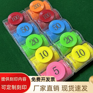 儿童游戏奖励积分代卡 币双面激光雕刻棋牌室麻将子套装 齿轮款 筹码