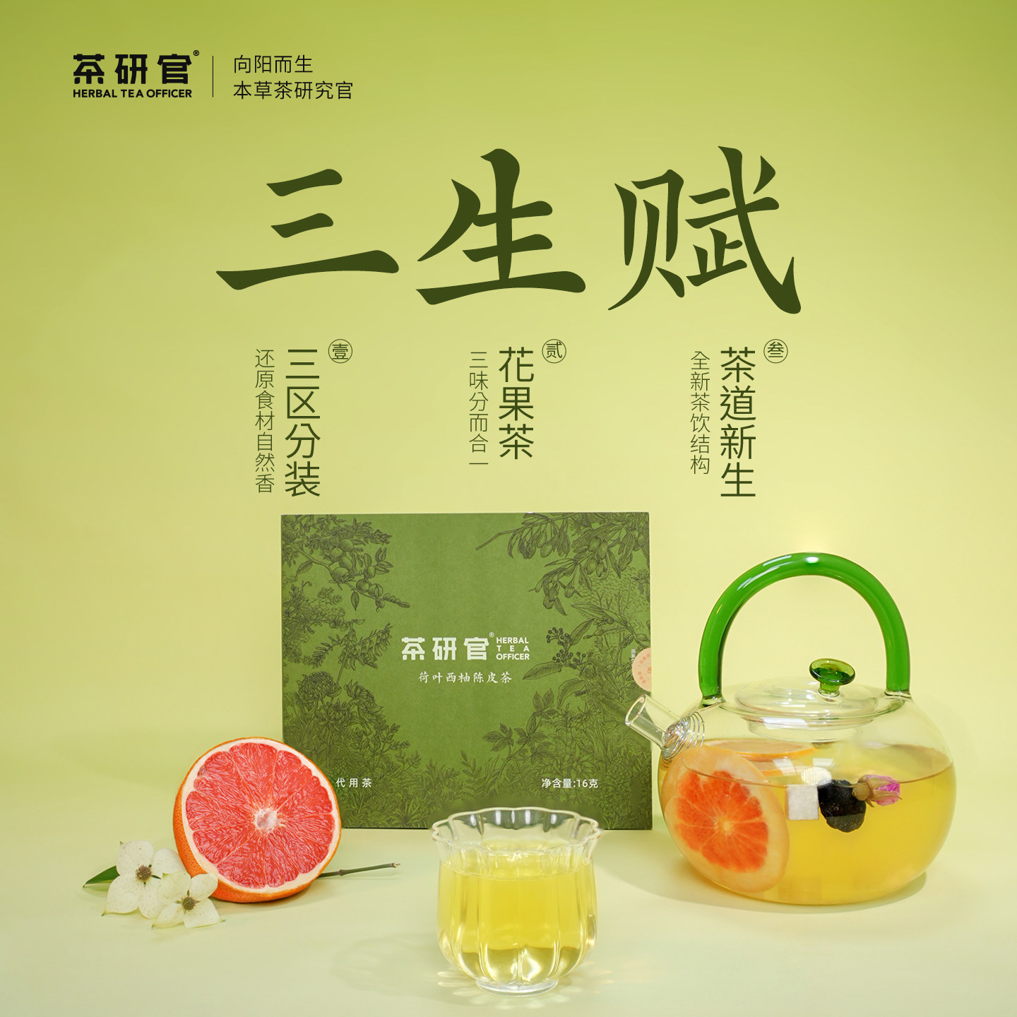 荷叶西柚陈皮茶夏日养生花茶包纤纤茶怕腻女生喝的冷泡茶水果茶
