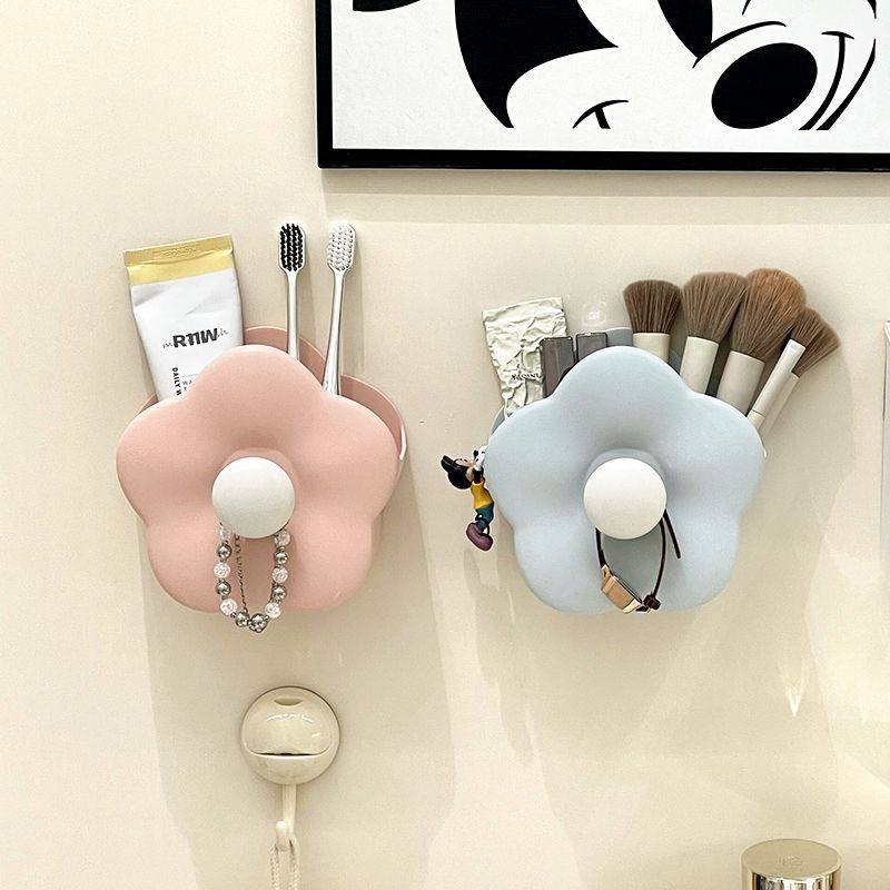 壁挂式置物架免打孔卫生间梳子放牙膏牙刷化妆品收纳盒浴室收纳架
