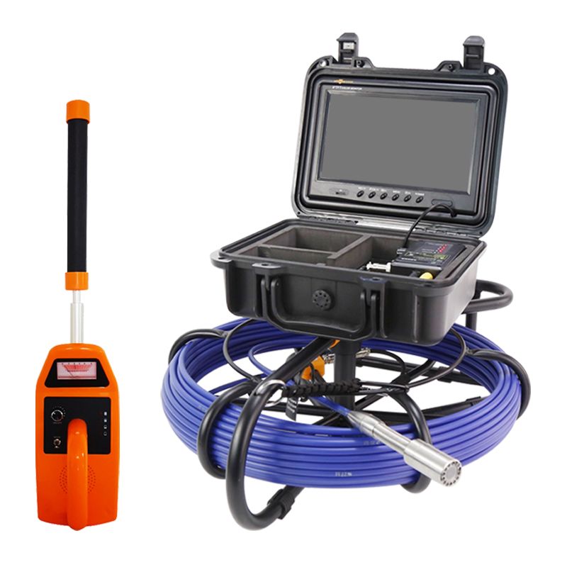 高清工业管道内窥镜摄像头下水道检测钢管探测摄像机9寸无线定位