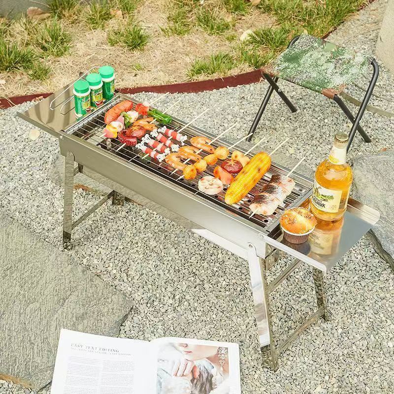 不锈钢烧烤架户外烧烤炉家庭碳烤烤架野炊露营折叠便携烤肉烤串炉