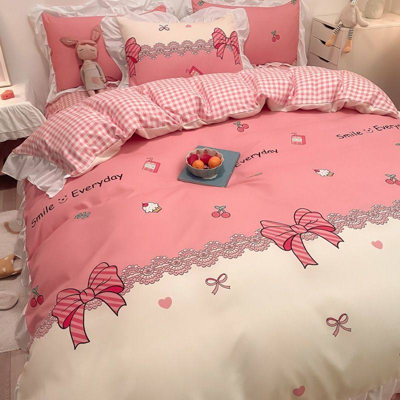田园风四件套公主风少女心花边被套床裙三件套宿舍床上用品四季款,床上用品,婚庆床品套件,淘宝优惠券,粉丝福利购,淘宝优惠卷