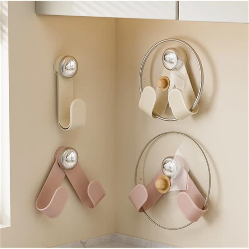 奶油吸盘旋转锅盖架壁挂式免打孔厨房置物架收纳挂架菜板架砧板架