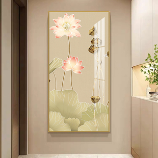 新中式玄关装饰画荷花挂画走廊过道画入户正对门玄幻壁画2025新款