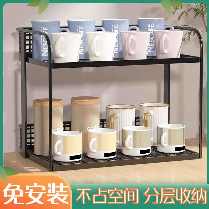 厨房灶台上收纳置物架厨房调料置物架台面多功能双层置物架调料用