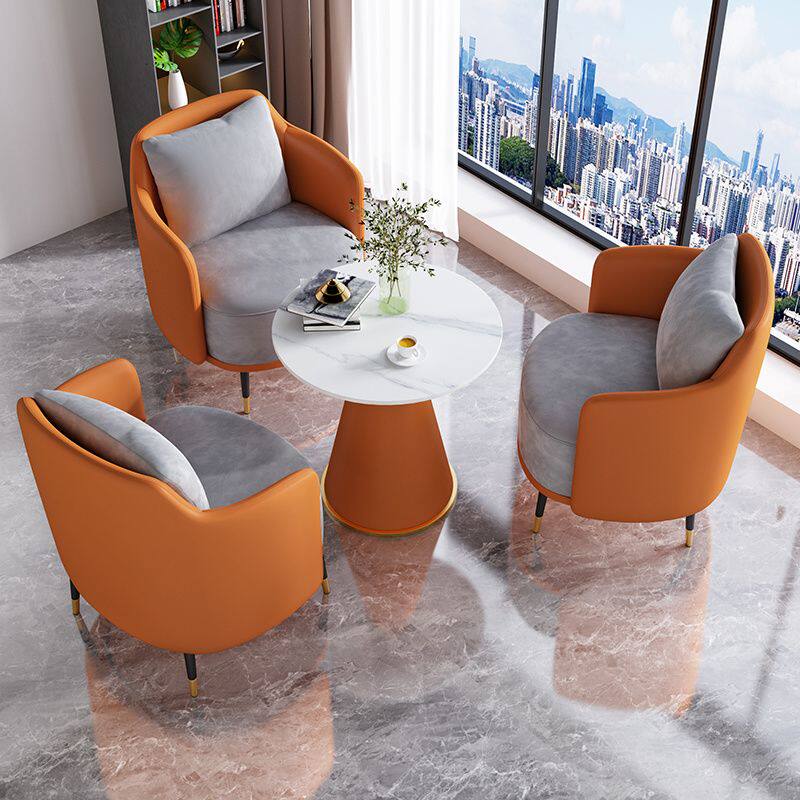 洽谈桌椅组合售楼处接待会客休闲单人沙发商场美容院酒店岩板茶几