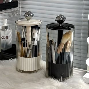 化妆刷收纳筒化妆刷收纳筒防尘自动升降刷桶高级感桌面化妆盒子口