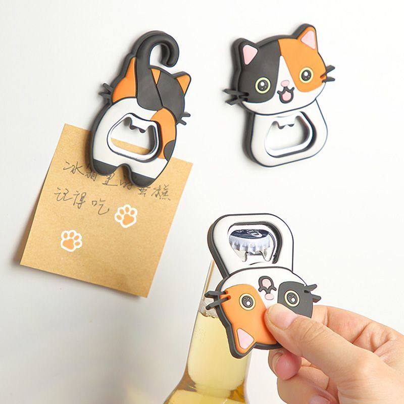 创意卡通可爱猫咪开瓶器冰箱贴磁铁装饰磁吸多功能新款啤酒开瓶器