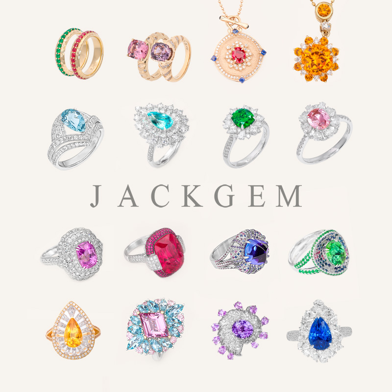 JACKGEM珠宝天然蓝宝石戒指粉钻红宝石吊坠蓝宝石手链钻戒女求婚