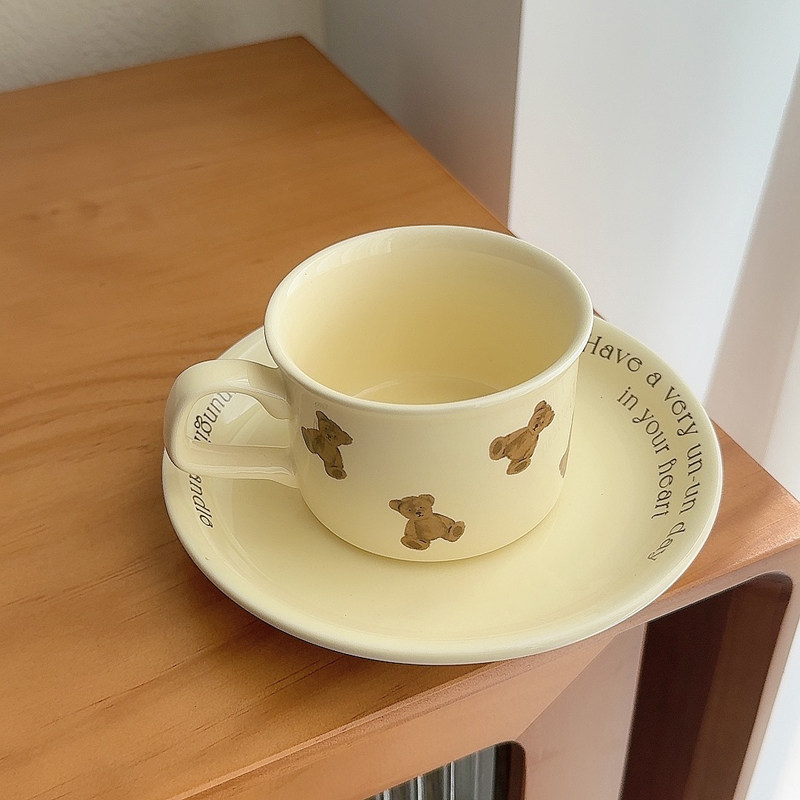 韩式奶油色复古陶瓷杯碟