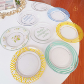 小清新玻璃透明盘子耐高温可微波炉家用菜盘水果盘平盘蛋糕甜品盘