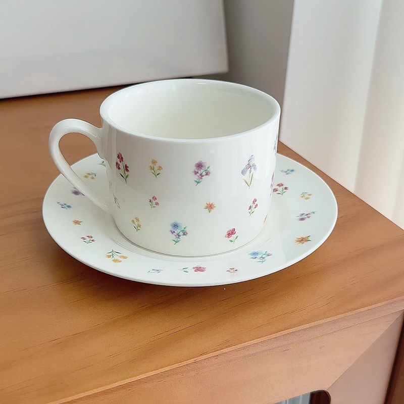 高颜值陶瓷花朵咖啡杯碟