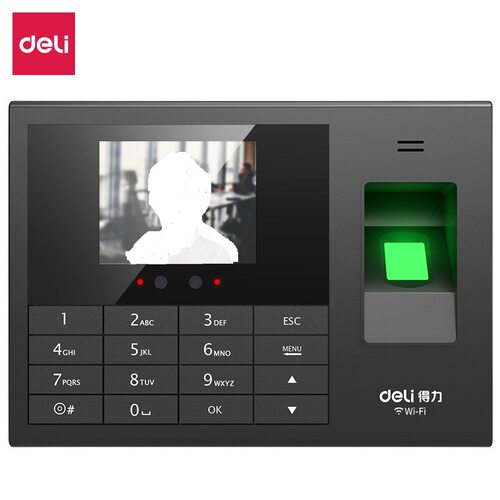 得力3765CN人云考勤有线网口无线WiFi连接多店面管理脸指纹考勤机