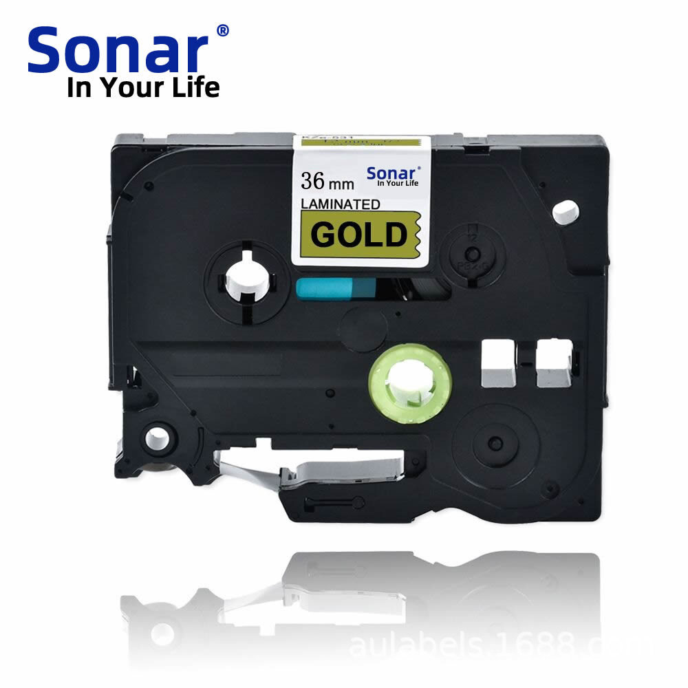 适用兄弟标签机 TZa-861色带36mm金底黑字打印纸 机PT-D210 E100B